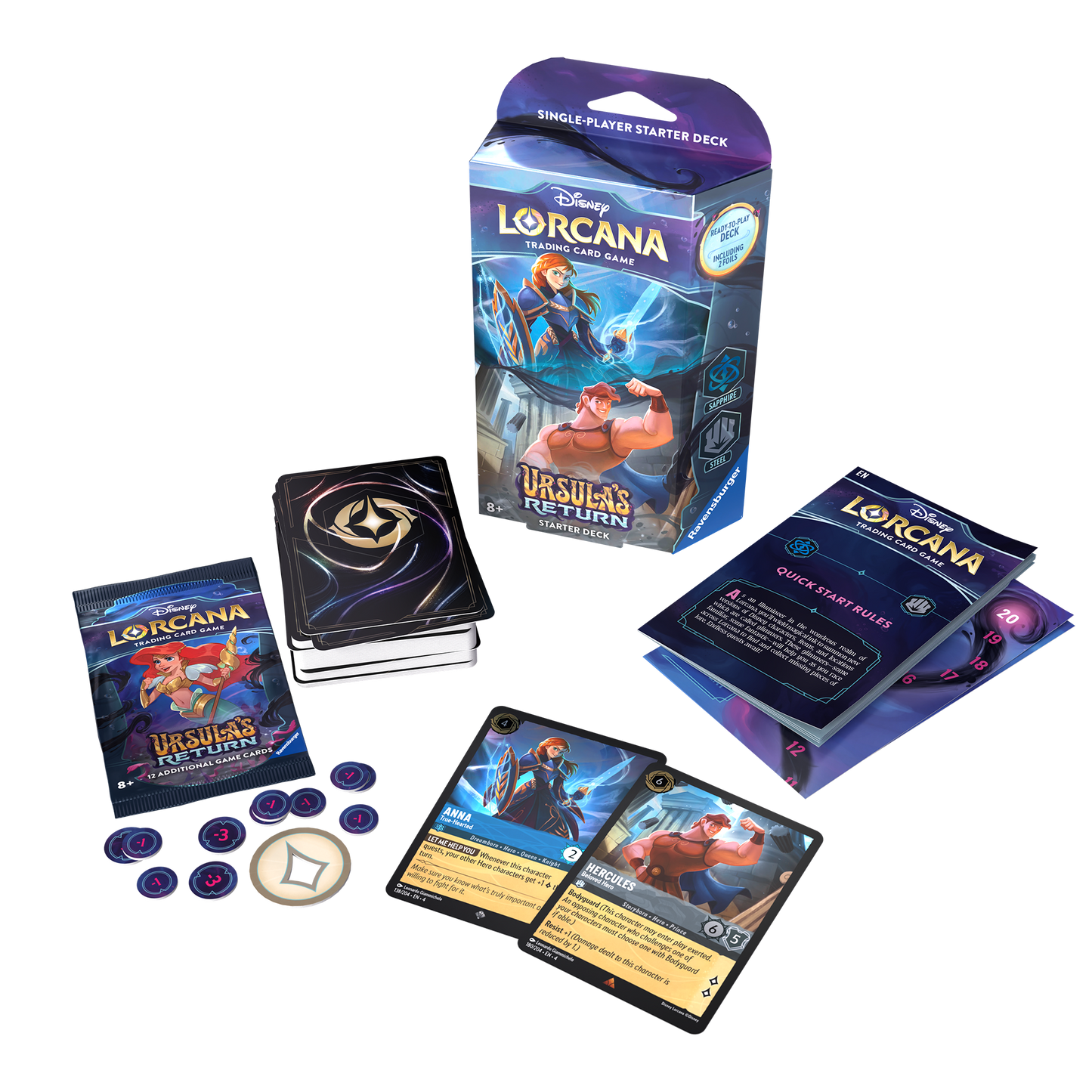 Disney Lorcana - Ursula's Return Starter Deck - Sapphire/Steel - Anna & Hercules