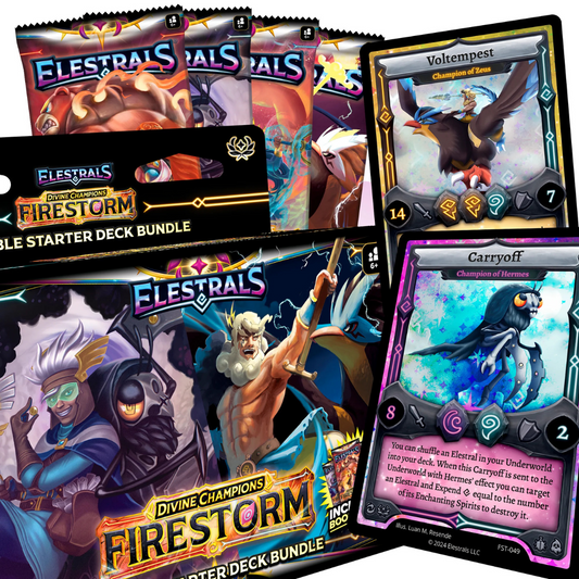 Firestorm - Hermes vs Zeus - Double Starter Deck Bundle - with 4 Packs - Elestrals