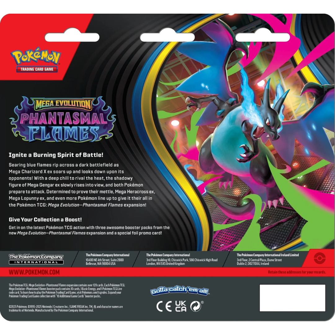 3 Pack Blister Pack - Mega Evolutions - Phantasmal Flames - Pokemon