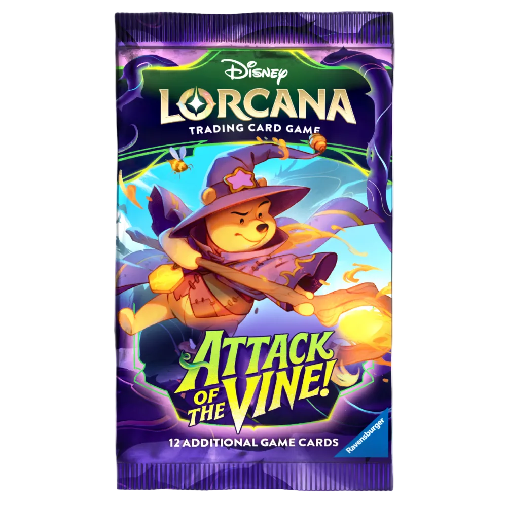 Disney Lorcana trading card game pack with a character on a purple background