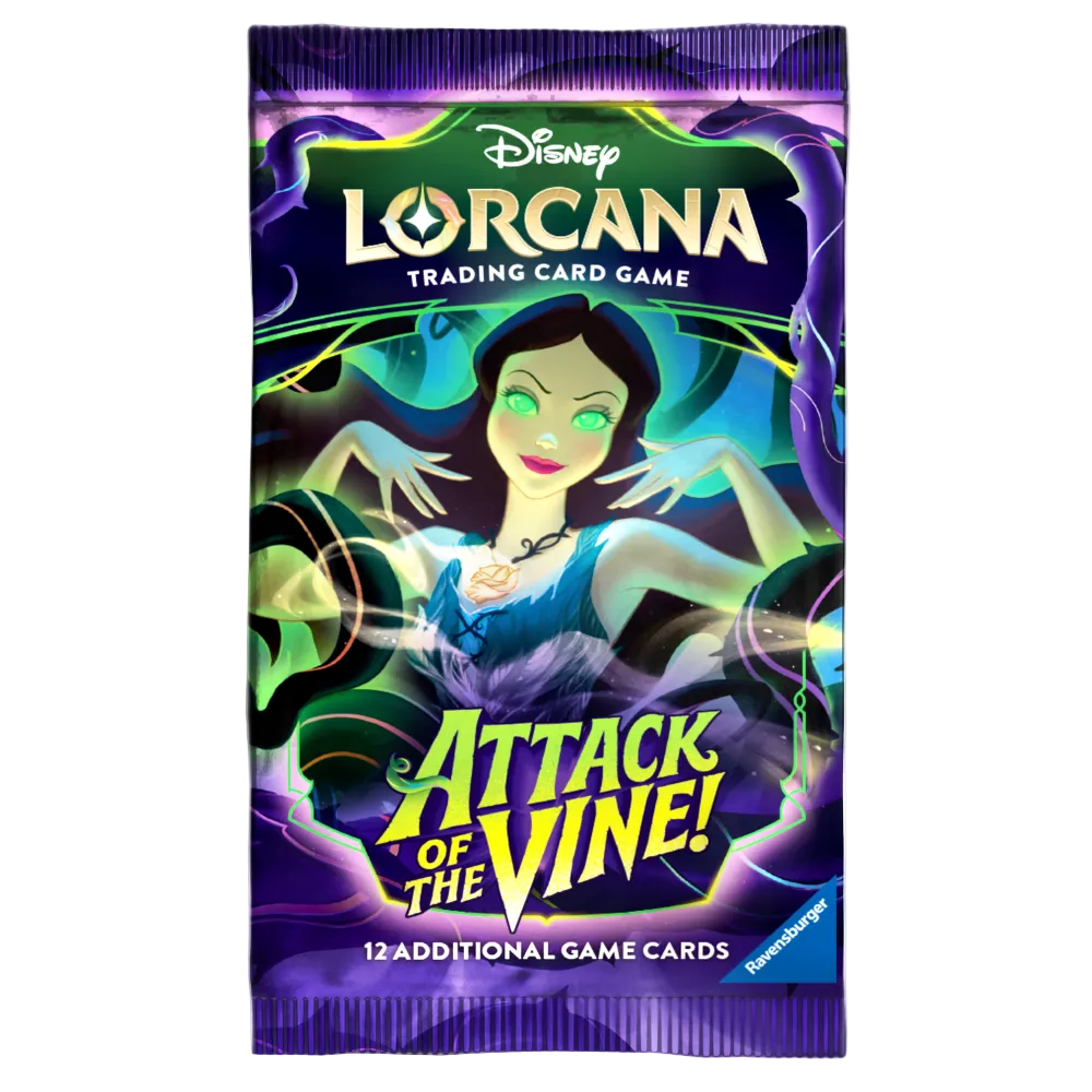 Disney Lorcana trading card game pack with character illustration on a purple background