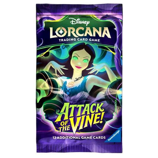 Disney Lorcana trading card game pack with character illustration on a purple background