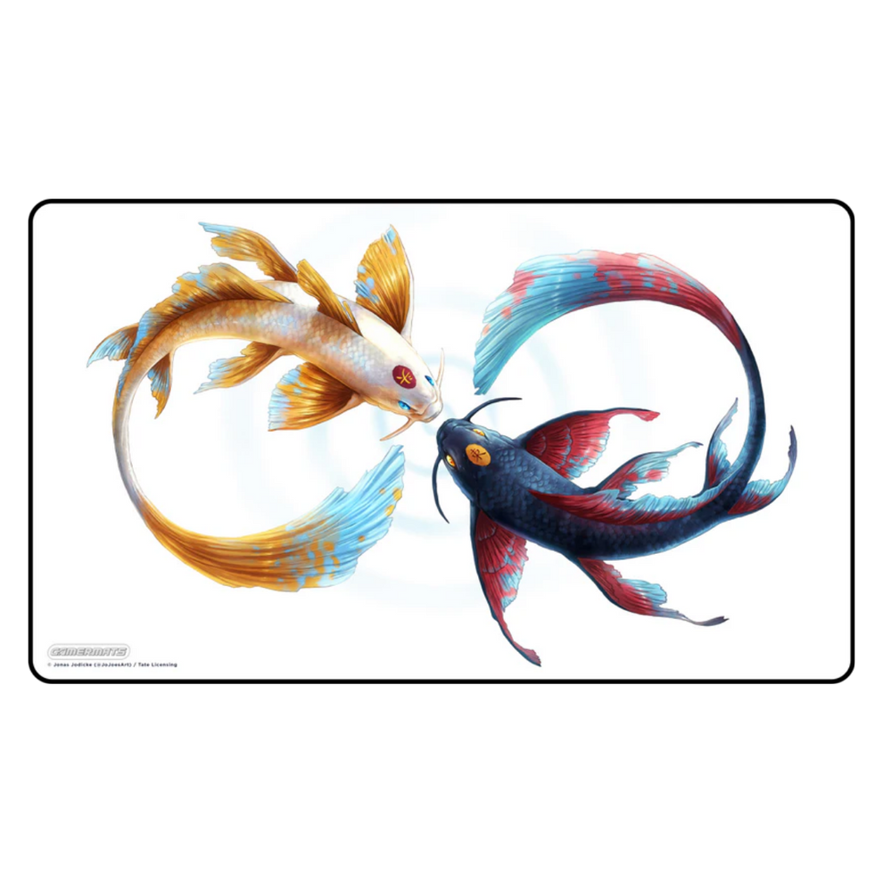 Two colorful koi fish illustrations on a white background