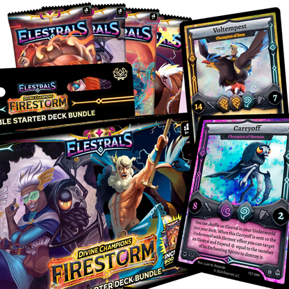 Firestorm - Hermes vs Zeus - Double Starter Deck Bundle - with 4 Packs  - Elestrals